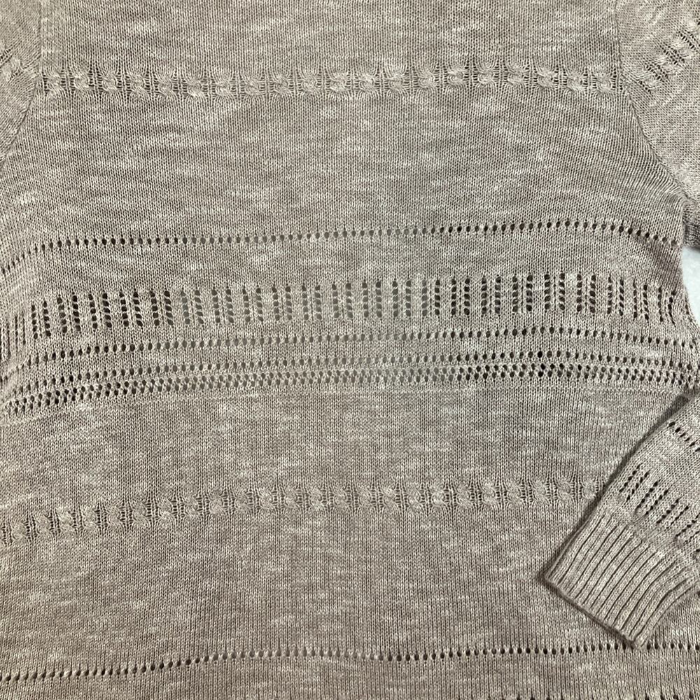 Knox Rose Cardigan SZ Large Open Front Crochet Eyelet Minimalist Bohemian Beige - Picture 8 of 13